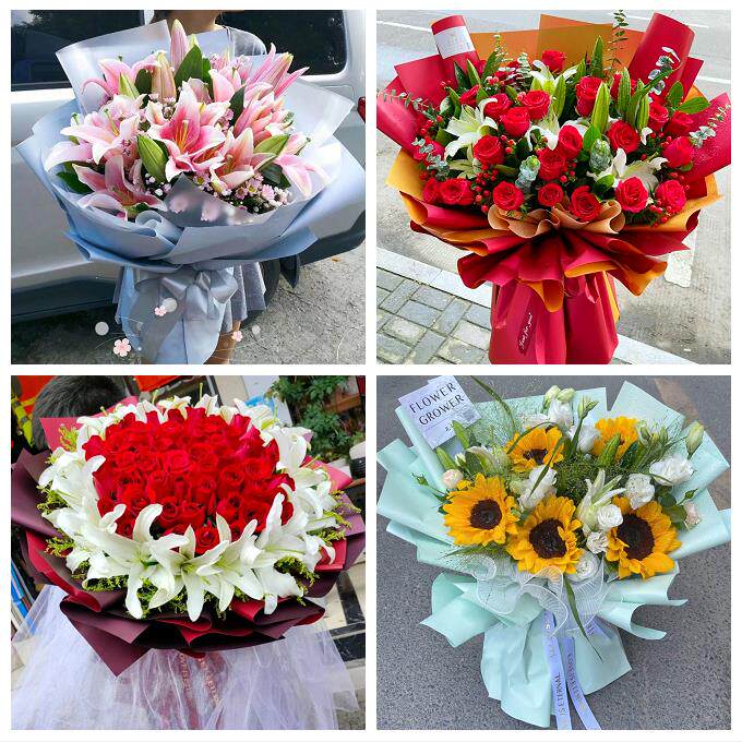 陕西咸阳市彬县长武县旬邑县鲜花店同城配送老婆香水百合玫瑰花束