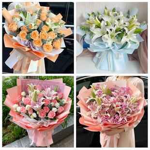 济源市沁园济水北海天坛玉泉鲜花店同城配送朋友生日玫瑰百合花束