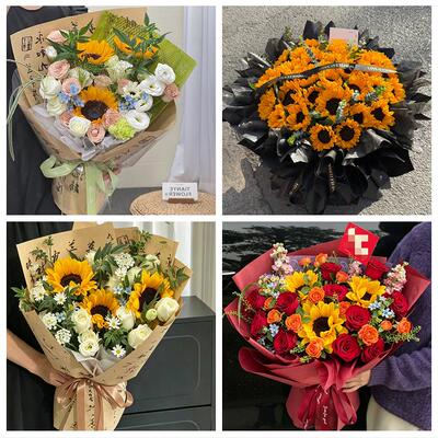 忻州市忻府区定襄五台县代县同城鲜花店成人礼高考向日葵玫瑰花束