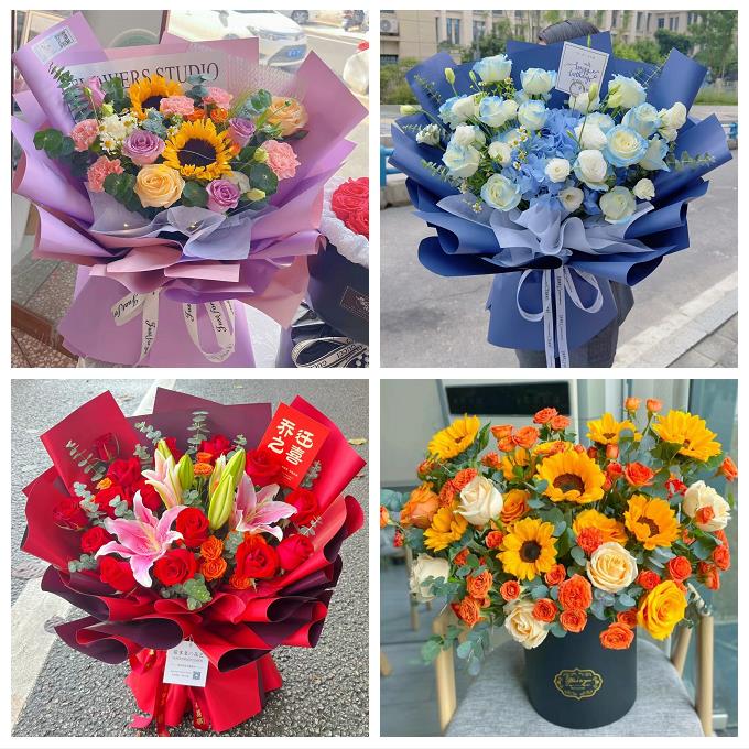 临沂市郯城沂水县兰陵县费县鲜花店同城送女朋友玫瑰混搭生日花束