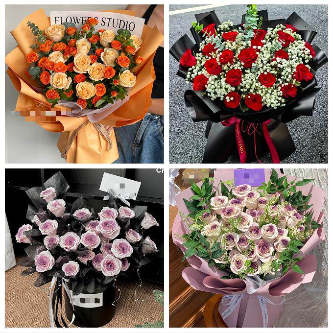 广东江门市蓬江区江海区新会区同城鲜花店送女友生日圣诞玫瑰花束