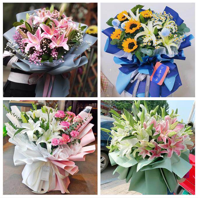 送重庆市万州区五桥街陈家坝鲜花店同城配送老婆香水百合玫瑰花束