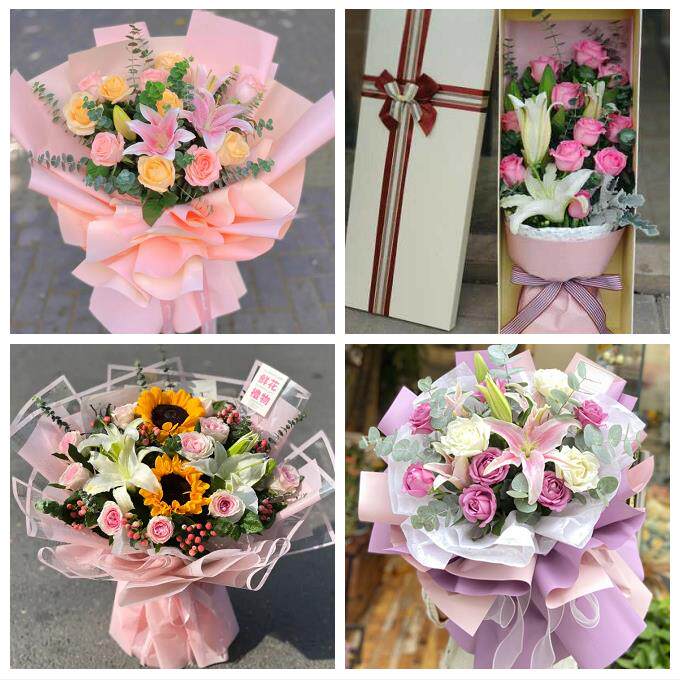 烟台市芝罘福山区牟平莱山区鲜花店同城配送老婆香水百合玫瑰花束