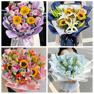 襄阳襄城樊城襄州区南漳谷城同城鲜花店父亲节向日葵花束男士生日