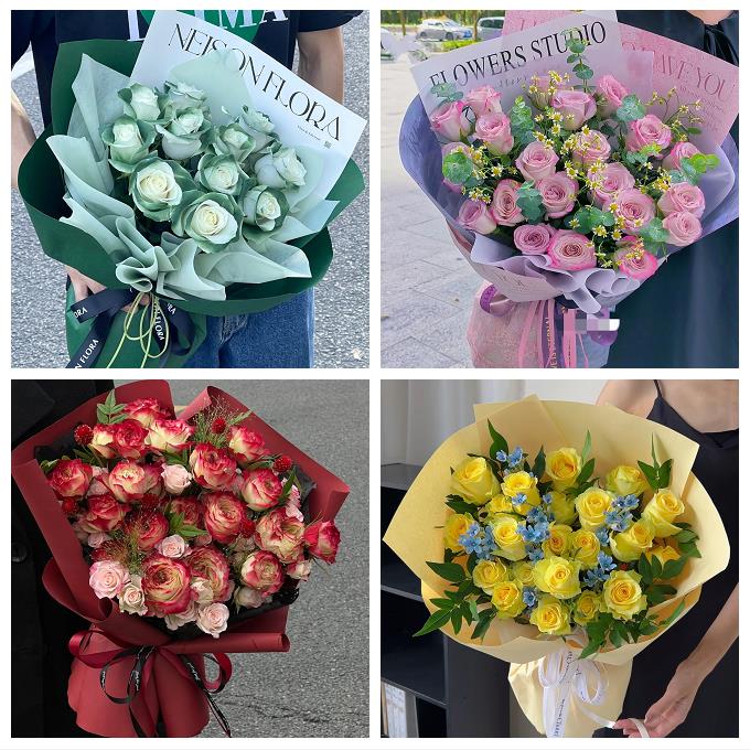 上海市四川北路提篮桥江湾镇鲜花店卡布碎冰蓝紫玫瑰花束同城配送