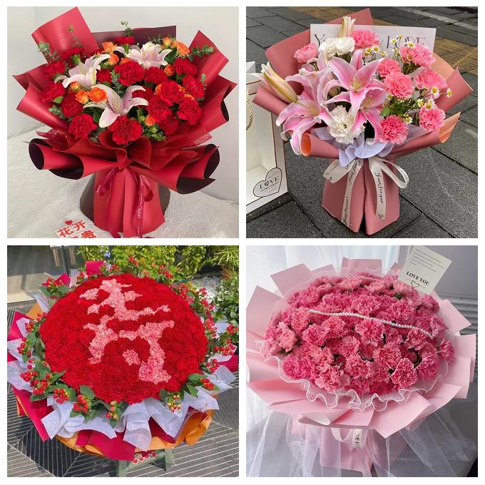 送济南市历下区市中区槐荫区鲜花店同城配送康乃馨玫瑰教师节花束