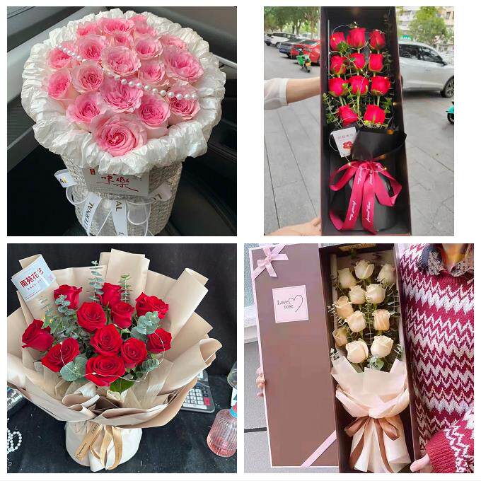 广东湛江市赤坎区霞山区坡头区鲜花店同城配送女神节玫瑰花束礼盒