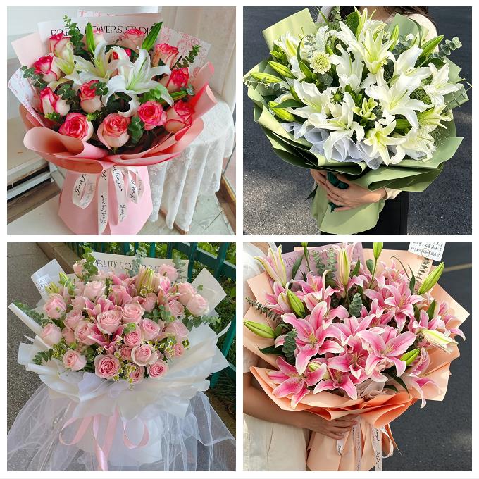 洛阳市栾川县嵩县汝阳宜阳县鲜花店同城配送朋友生日玫瑰百合花束