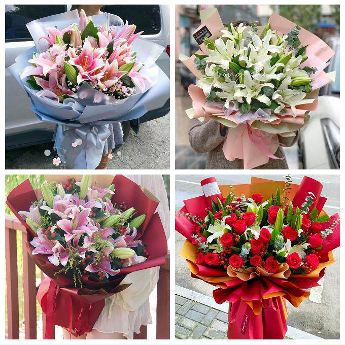 宝鸡市渭滨金台陈仓区凤翔县鲜花店同城配送老婆香水百合玫瑰花束