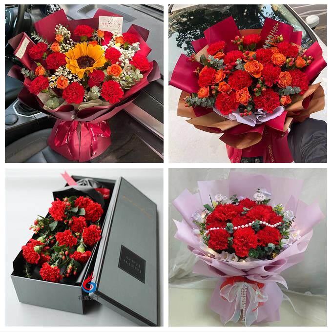 包头白云鄂博矿九原区固阳县同城鲜花店订38妇女节康乃馨百合花束