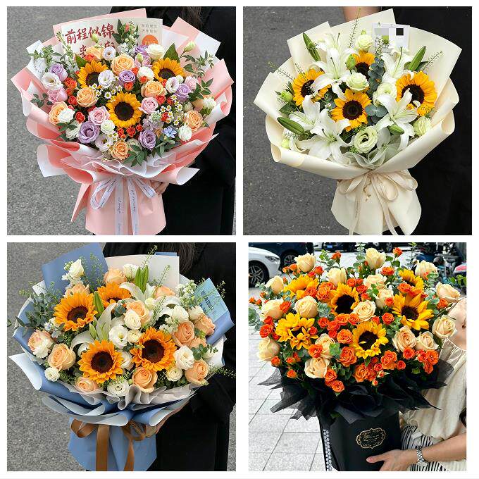 合肥市肥东肥西庐江县巢湖市同城鲜花店成人礼高考向日葵玫瑰花束