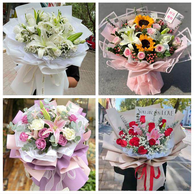 送常州市武进区溧阳市金坛区鲜花店同城配送老婆香水百合玫瑰花束