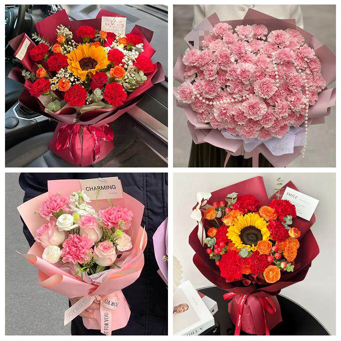 阜新市海州新邱太平清河门区同城鲜花店订38妇女节康乃馨百合花束