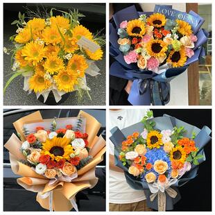 龙岩市新罗永定区长汀上杭县同城鲜花店父亲节向日葵花束男士生日