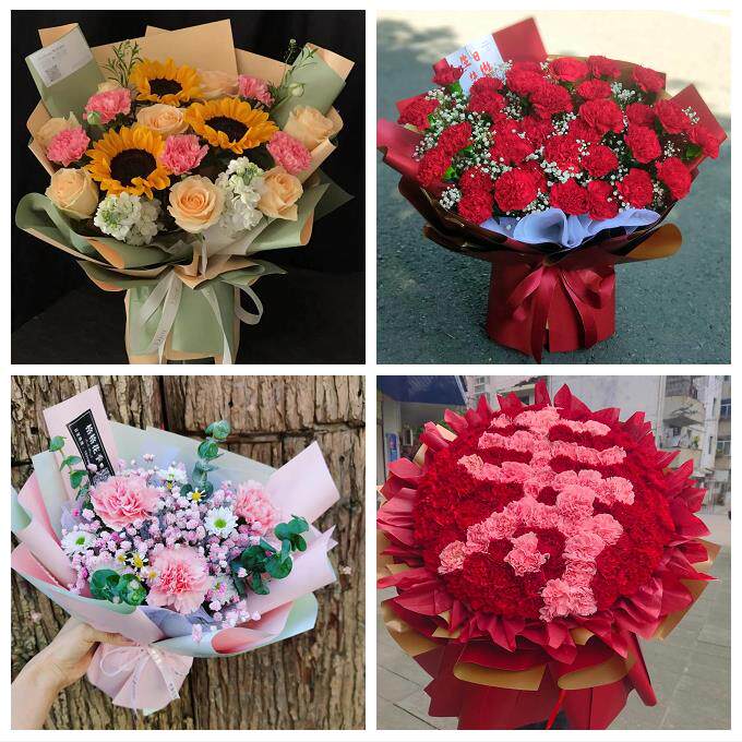 送鸡西市鸡东县虎林市密山市同城鲜花店38节送长辈女士康乃馨百合