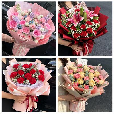 黄石市黄石港西塞山区下陆区同城鲜花店送长辈康乃馨百合生日花束