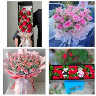 天津河西区挂甲寺马场越秀路花店同城配送女友生日情人节玫瑰花束
