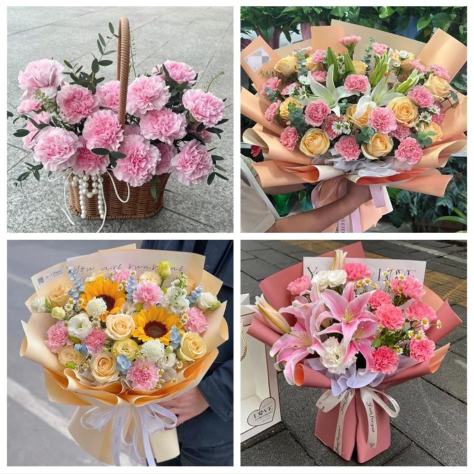 送长春市九台区榆树市德惠市鲜花店同城配送康乃馨玫瑰教师节花束