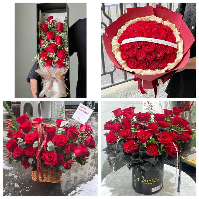 天津南开向阳路嘉陵道王顶堤花店同城配送女友生日情人节玫瑰花束
