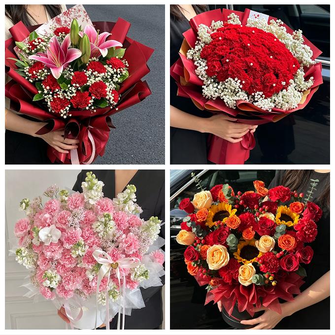 黔西南州兴义市兴仁县普安县同城鲜花店送长辈康乃馨百合生日花束