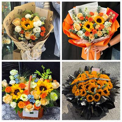 保定市蠡县顺平县博野县雄县同城鲜花店成人礼高考向日葵玫瑰花束
