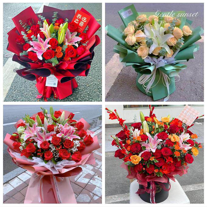 河南郑州市金水区上街区惠济区鲜花店同城送玫瑰香水百合生日花束