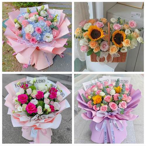 杭州桐庐淳安县建德富阳临安花店同城送男女友领导玫瑰混搭鲜花束