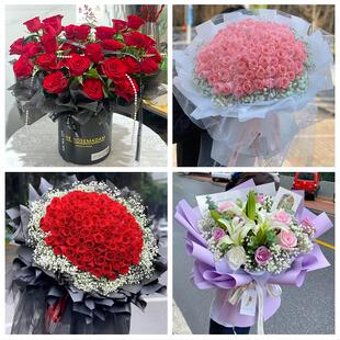 送临夏州临夏市康乐县永靖县花店同城配送女友生日情人节玫瑰花束