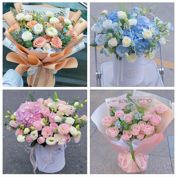 上海市崇明县城桥镇堡镇附近鲜花店同城送女朋友玫瑰混搭生日花束