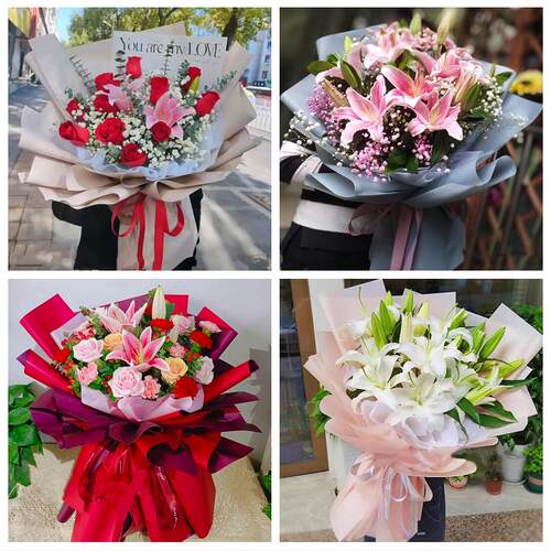 沈阳辽中区康平法库县新民市鲜花店同城配送老婆香水百合玫瑰花束