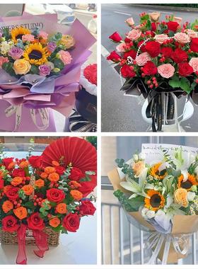 送北京市东城区天坛永定门外鲜花店同城送女朋友玫瑰混搭生日花束