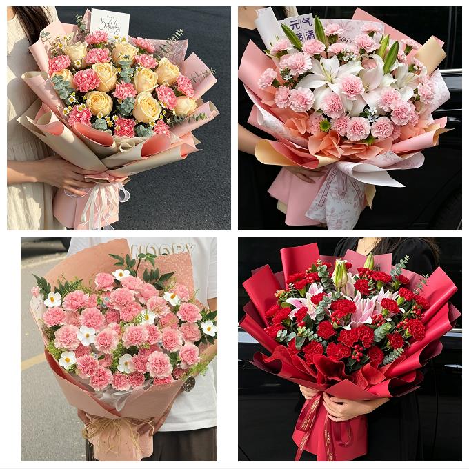 南通市如东启东如皋市海门市同城鲜花店送长辈康乃馨百合生日花束