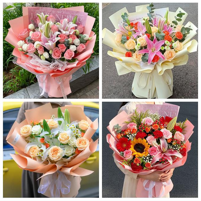 送阜新市细河区阜新县彰武县鲜花店同城配送朋友生日玫瑰百合花束