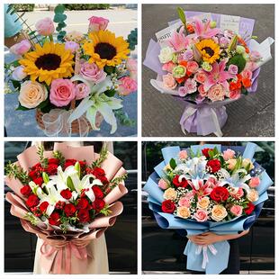 重庆市涪陵区敦仁崇义荔枝街鲜花店同城配送朋友生日玫瑰百合花束