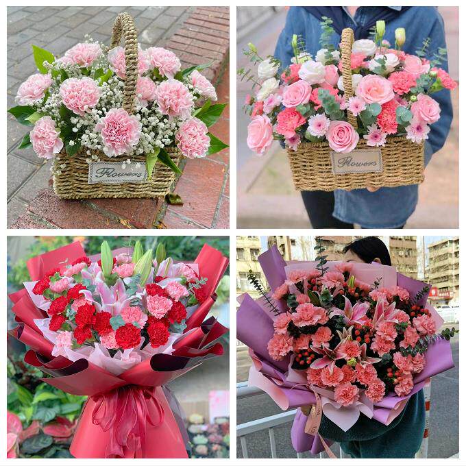 南平市浦城光泽县松溪政和县鲜花店订康乃馨百合花束同城配送长辈