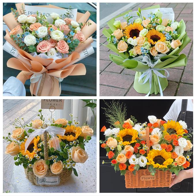 上海市松江区车墩新桥洞泾镇鲜花店同城送女朋友玫瑰混搭生日花束