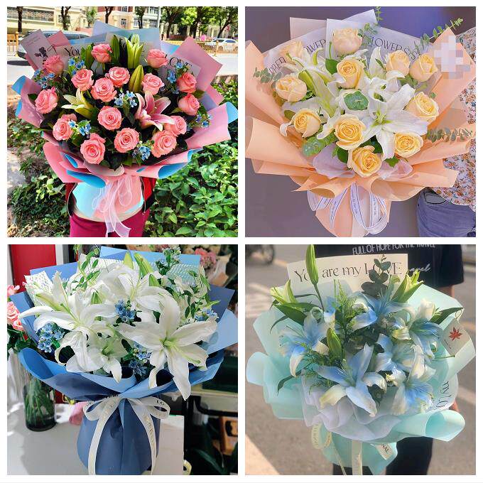 湖北武汉市洪山江夏黄陂新洲区鲜花店同城送玫瑰香水百合生日花束