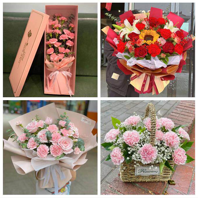 送内江市市中区东兴区威远县鲜花店订康乃馨百合花束同城配送长辈
