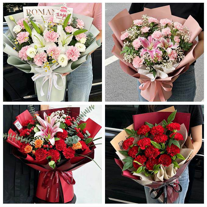 南通市如东启东如皋市海门市同城鲜花店送父母亲节康乃馨百合花束