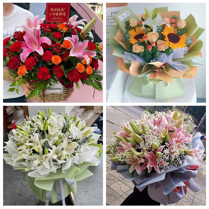 新疆乌苏市额敏县沙湾县福海县同城鲜花店女朋友生日玫瑰百合花束