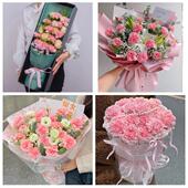 送岳阳市岳阳县华容县湘阴县同城鲜花店订38妇女节康乃馨百合花束