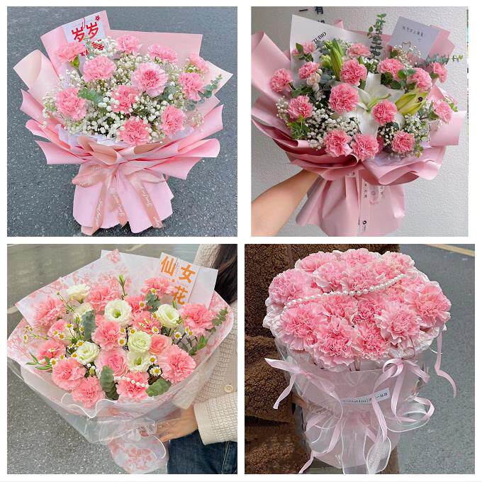 枣庄市台儿庄区山亭区滕州市同城鲜花店订38妇女节康乃馨百合花束