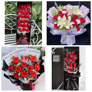 送银川市永宁县贺兰县灵武市同城鲜花店情人节表白送玫瑰花束礼盒