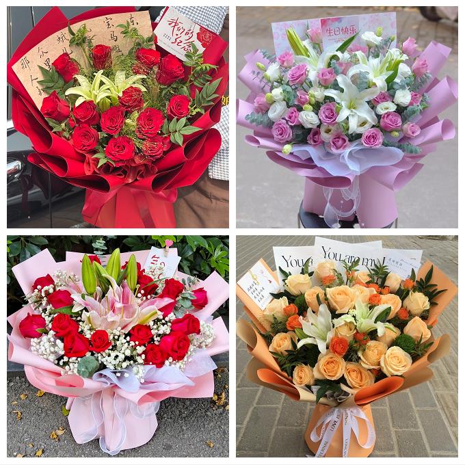 衡阳市衡东祁东县耒阳常宁市鲜花店同城配送朋友生日玫瑰百合花束 - 实物图