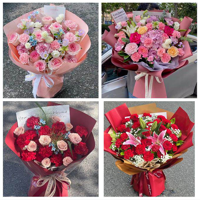 送深圳市光明新区公明龙华镇同城鲜花店订38妇女节康乃馨百合花束