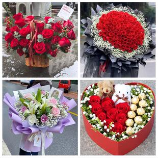 咸阳市泾阳县乾县礼泉永寿县花店同城配送女友生日情人节玫瑰花束