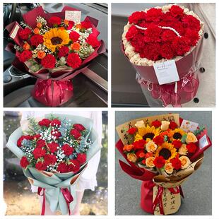 大连市中山西岗沙河口金州区同城鲜花店订38妇女节康乃馨百合花束