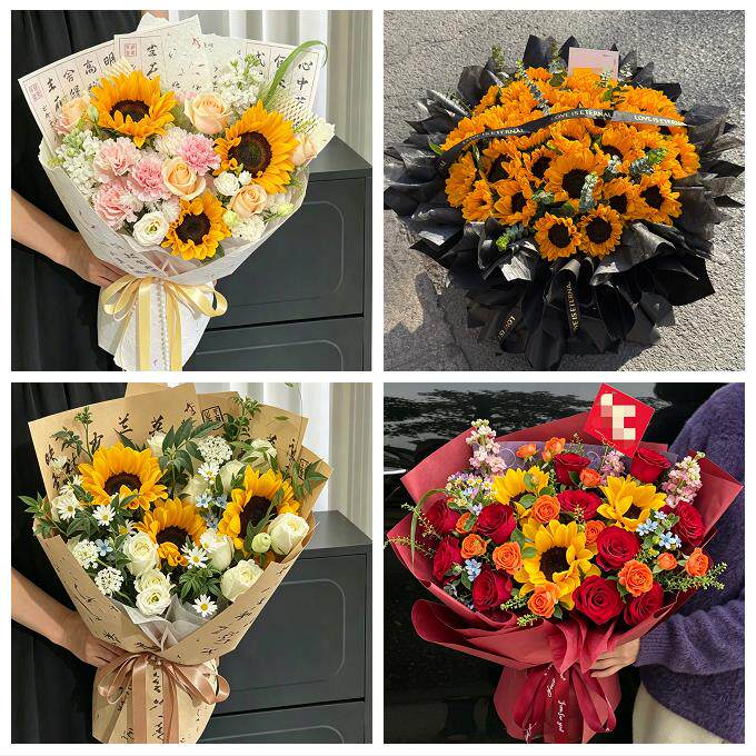 赣州市章贡区赣县信丰大余县同城鲜花店成人礼高考向日葵玫瑰花束