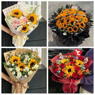赣州市章贡区赣县信丰大余县同城鲜花店成人礼高考向日葵玫瑰花束
