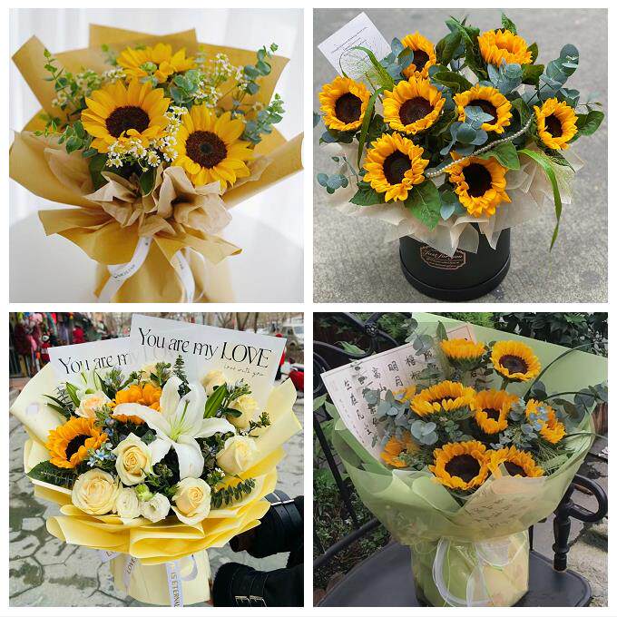 甘肃张掖市甘州区肃南县民乐县同城鲜花店向日葵玫瑰混搭生日花束
